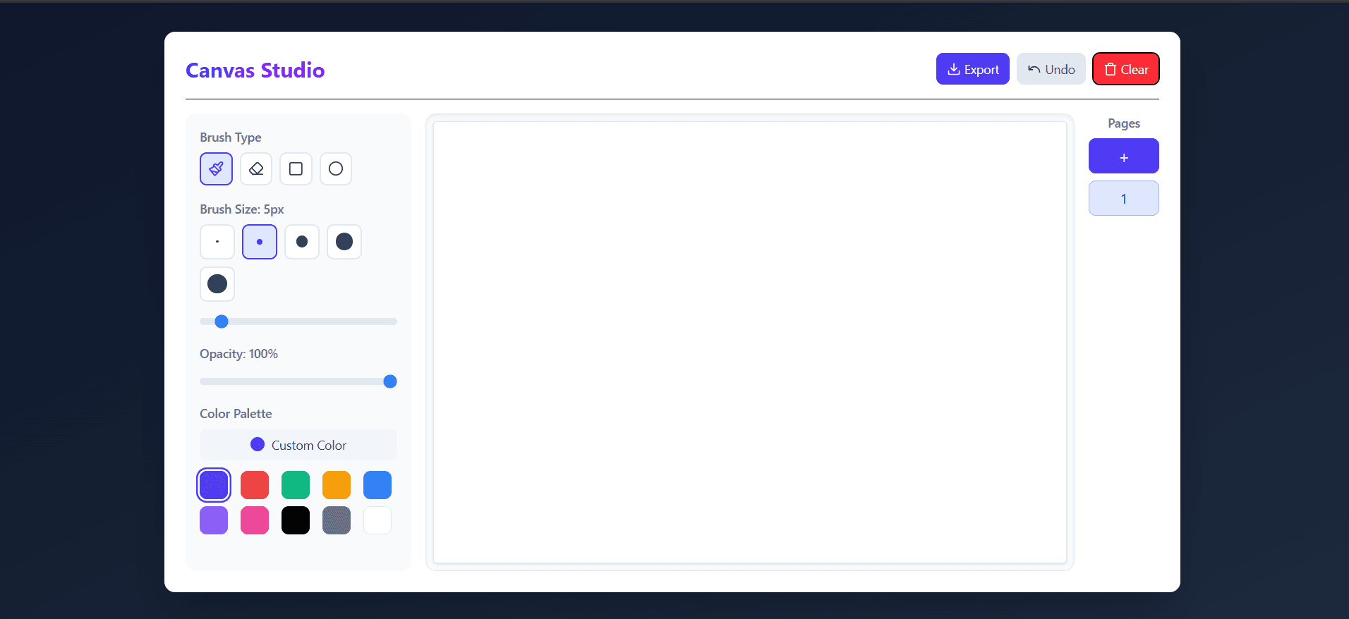 Canvas Studio - Browser-Based Drawing Tool